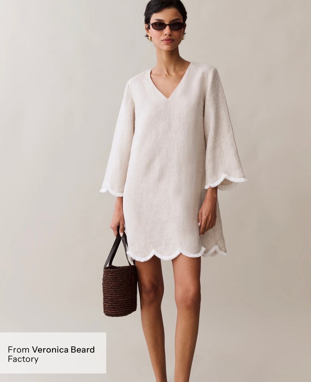 New O.P.T few Moda Rebekah Linen dress oatmeal $222 sz XS